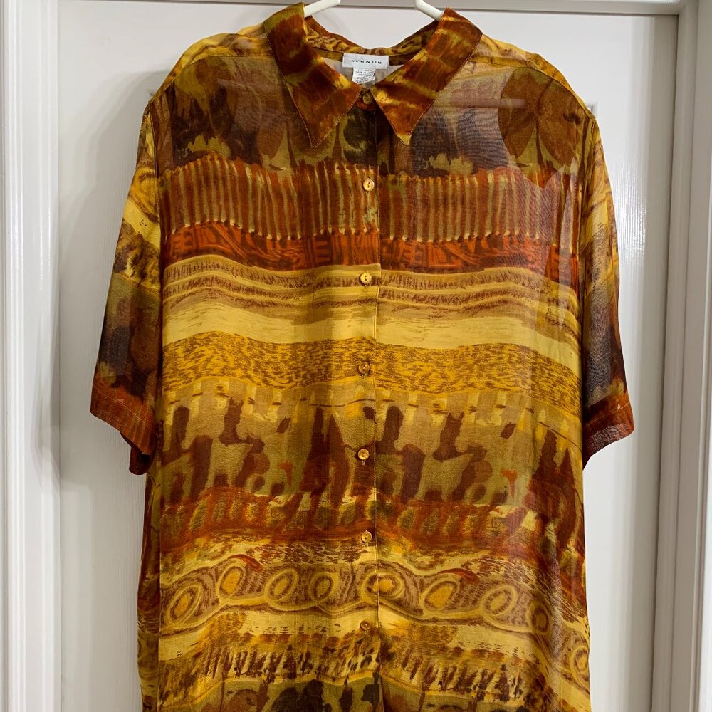 Avenue Brand Women's Multi-Color 100% Rayon Blouse, Size 22/24